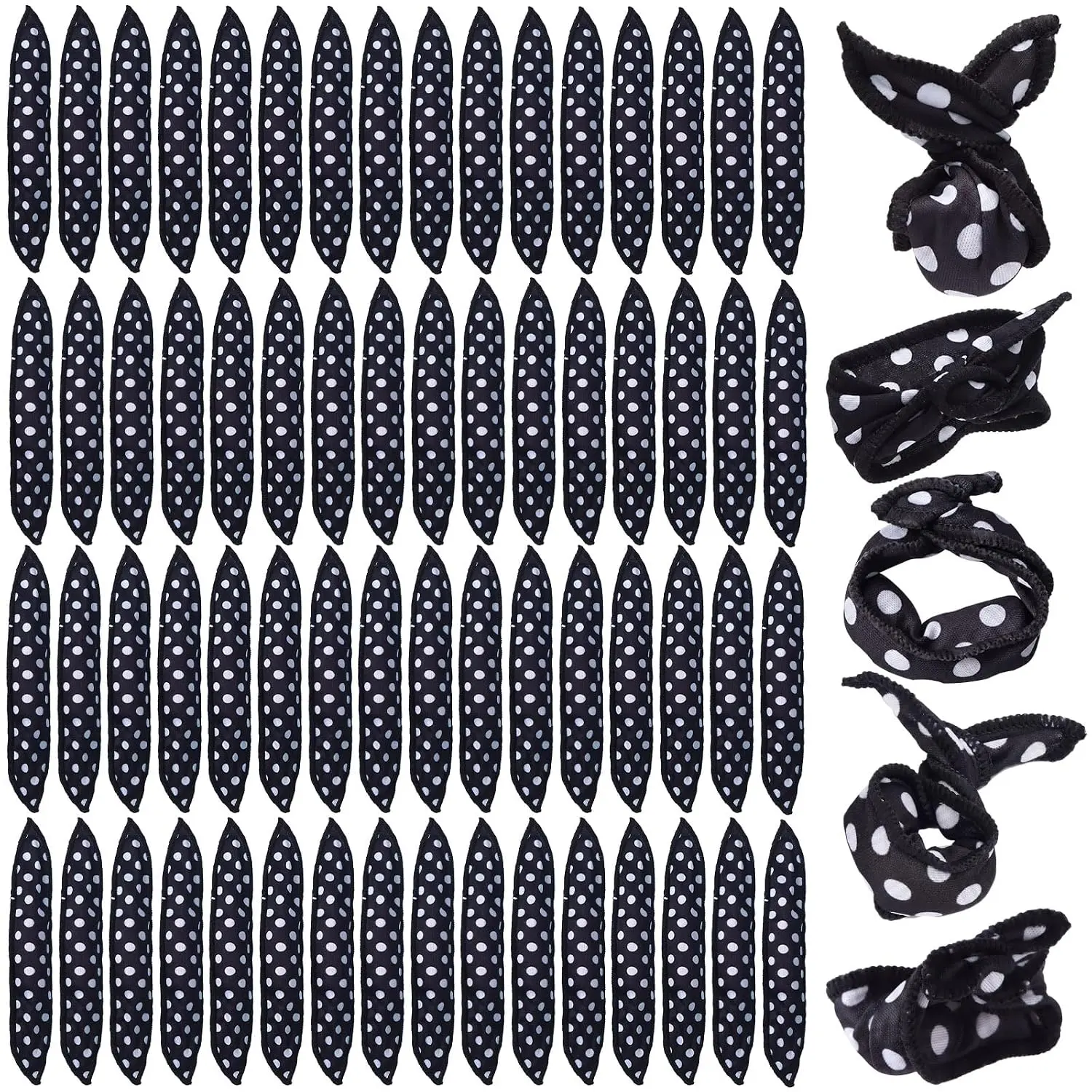 Black Foam Heatless Hair Curlers Soft Pillow Rollers for Overnight Styling 64 Count