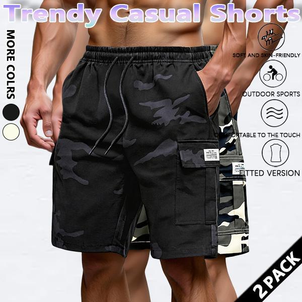 Men's new summer casual work shorts, camouflage sports capri pants, loose and casual fit, quick-drying ice silk beach shorts.