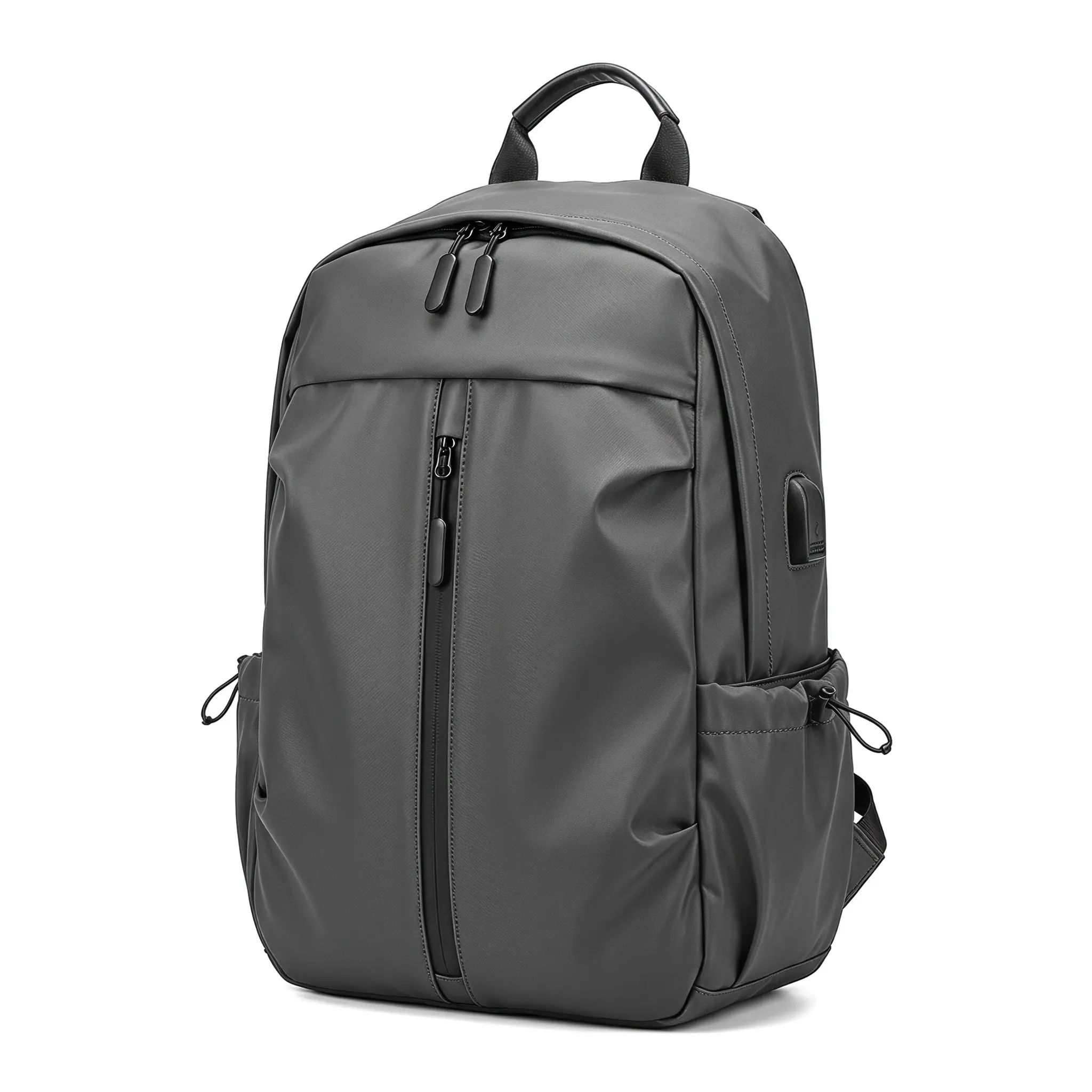 Chic Plain Nylon Laptop Backpack for Men and Women, Waterproof Daypack for Commuting with 15-Inch Sleeve and Zip Closure