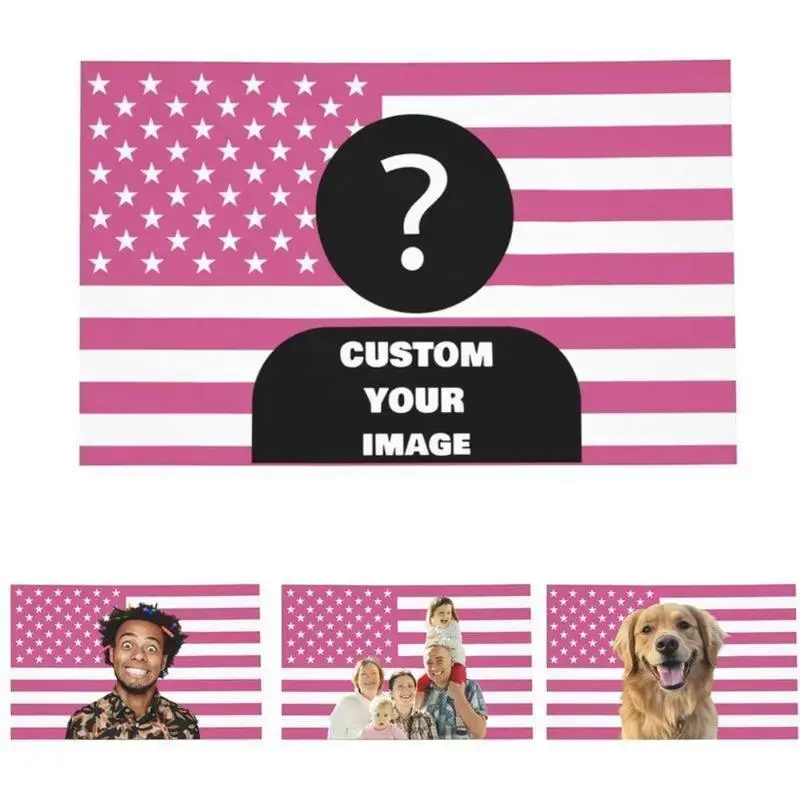 Eyesoul Custom Pink American Flag Tree Printing Wall Tapestry - Personalized Flag Banner Tapestries, Design Your Image, Retro Ornate Decor, Club Decor Piece, Adult Gift Under [T]
