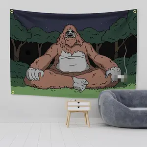 The Big Lez Show Meme Flag Tapestry Wall Art, Funny Sasquatch Party Banner Background, Frat House College Dorm Room Decor, Boys Apartment Wall Hanging, Joke Festival Prop