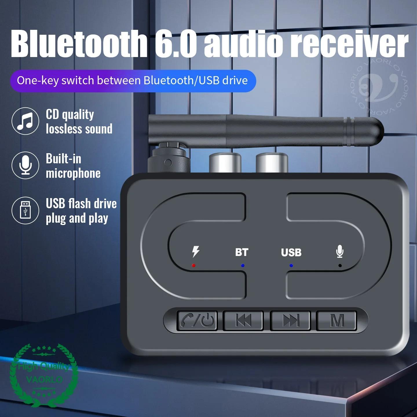 Bluetooth 6.0 Audio Receiver 3.5mm AUX RCA With Mic HIFI Stereo Wireless Adapter Support USB U-Disk For Car Speaker Amp