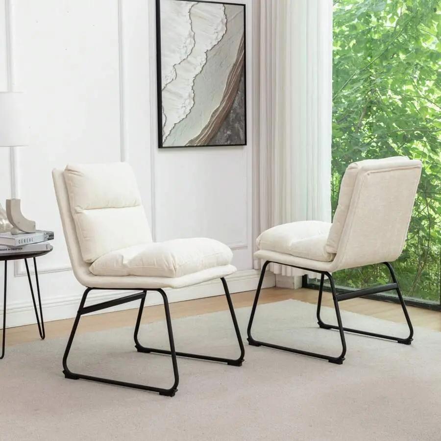 Set Of 2 Contemporary Upholstered Dining Chairs