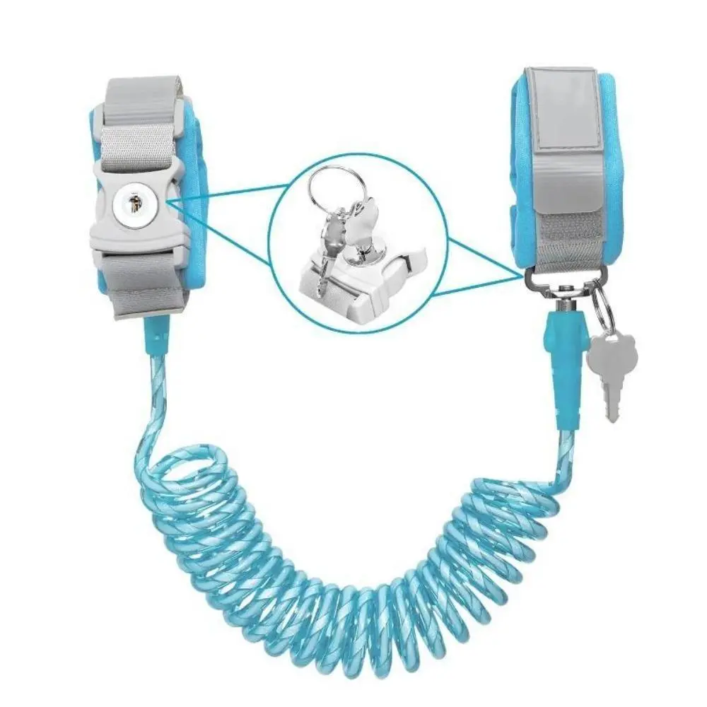 2M Lockable Spring Rope Safety Leash | 360° Rotating Anti-Tangle Design | Travel & Outdoor Essential | Dual-Purpose Key Chain + Security Belt