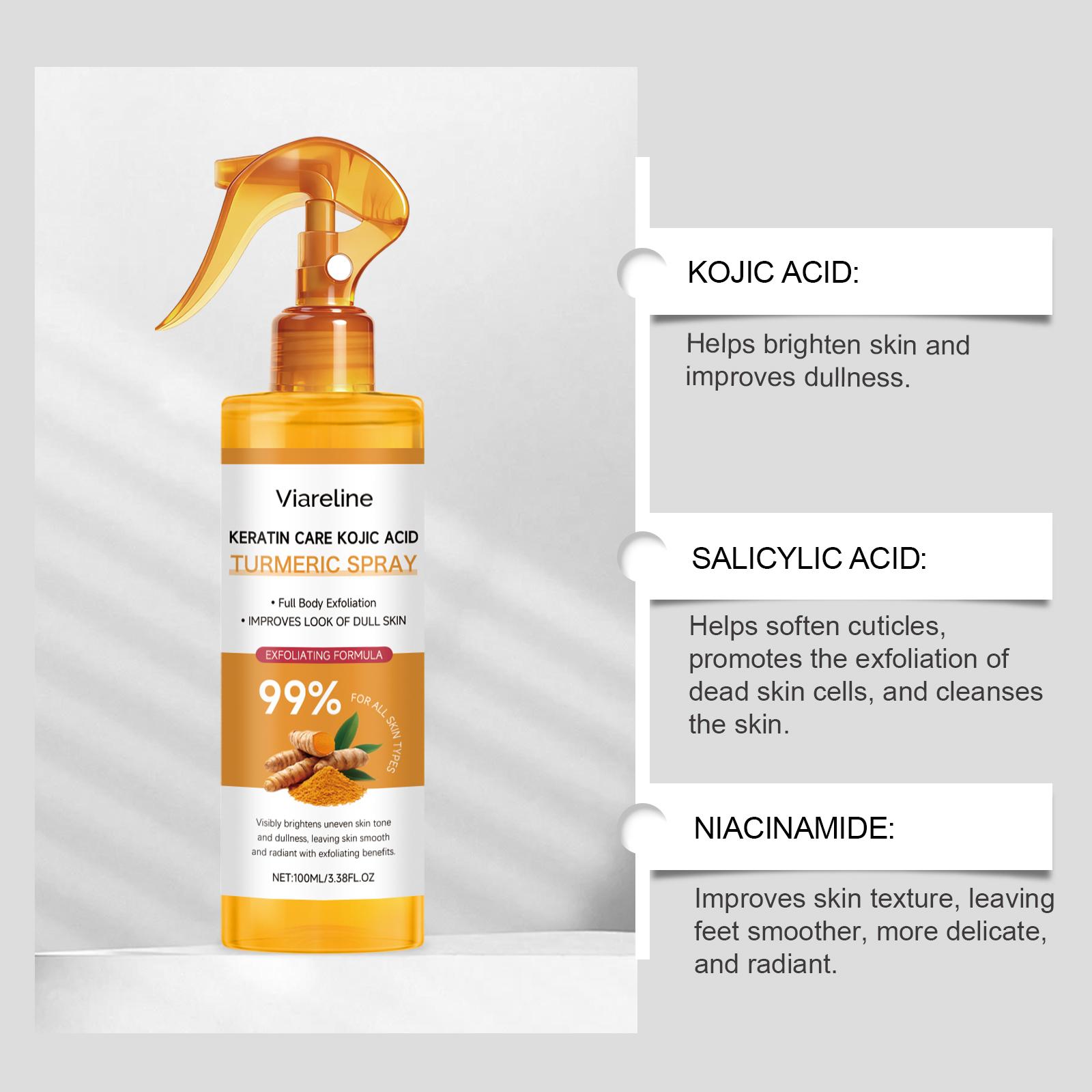 Dull Skin & Dark Spots Begone! ✨   Turmeric Spray with Kojic Acid & Keratin for Glowing Skin