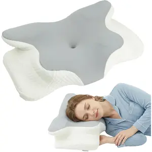 Slow Rebound Memory Foam Cervical Pillow for Neck Pain Relief – Ergonomic Butterfly Contour Design for Spine Alignment, Orthopedic Head & Neck Support, Cooling Breathable Removable Cover, Ideal for Side, Back Sleepers & Deep Sleep Aid
