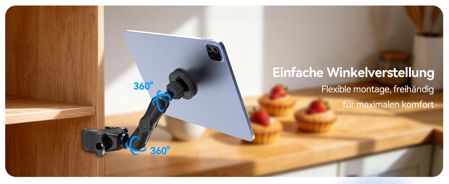 OHLPRO Magnetic Tablet Holder Treadmill & Exercise Bike, 360 °     Rotatable Microphone Stand Holder Mobile Phone Holder for Stationary Bicycle Spin Bike Pushchair Handlebar, Tablet Holder for Smartphones