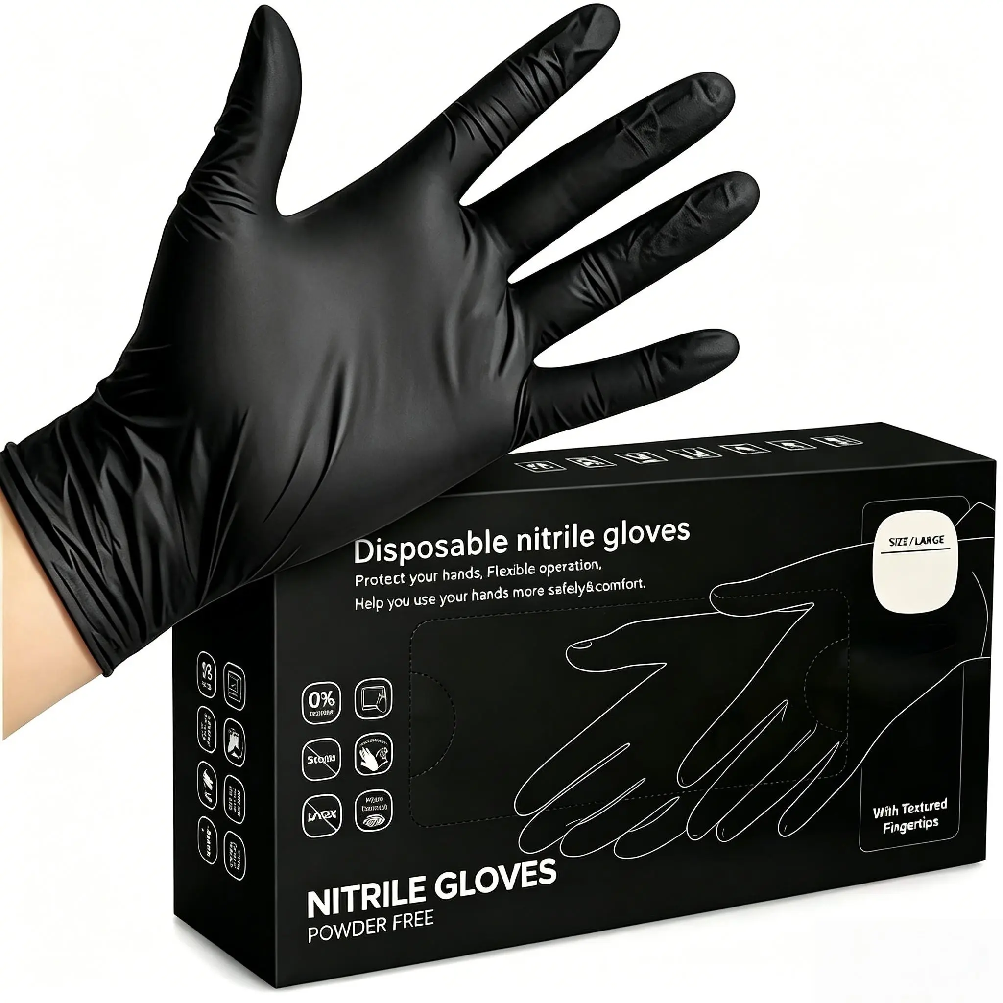 Nitrile Disposable Gloves, Lightweight Durable, Home Cleaning, Kitchen Dishwashing, Multi-Purpose Protective Gloves