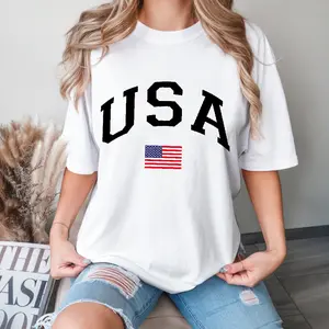 US Women's Patriotic T-Shirt – American Flag Star Spangled Graphic Tee with Bold  Typo Design, Perfect Independence Day Outfit for July 4th 2026, Soft Cotton Summer Top for Fireworks Shows, BBQs, Parades, and Family Gatherings