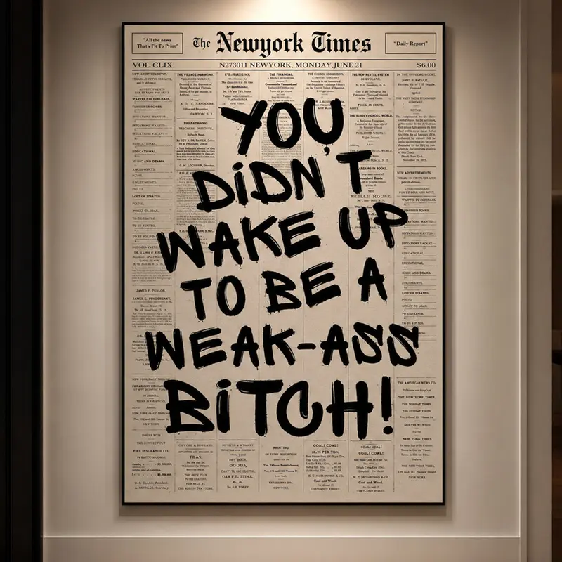 Retro Weak-Ass Bitch Newspaper Print, Trendy Wall Art, Typography Poster, Motivational Quote Print, Modern Wall Decor, Graffiti Poster, Funny Quote Art, Bold Typography Decor, Dorm Room Decor, Office Wall Art