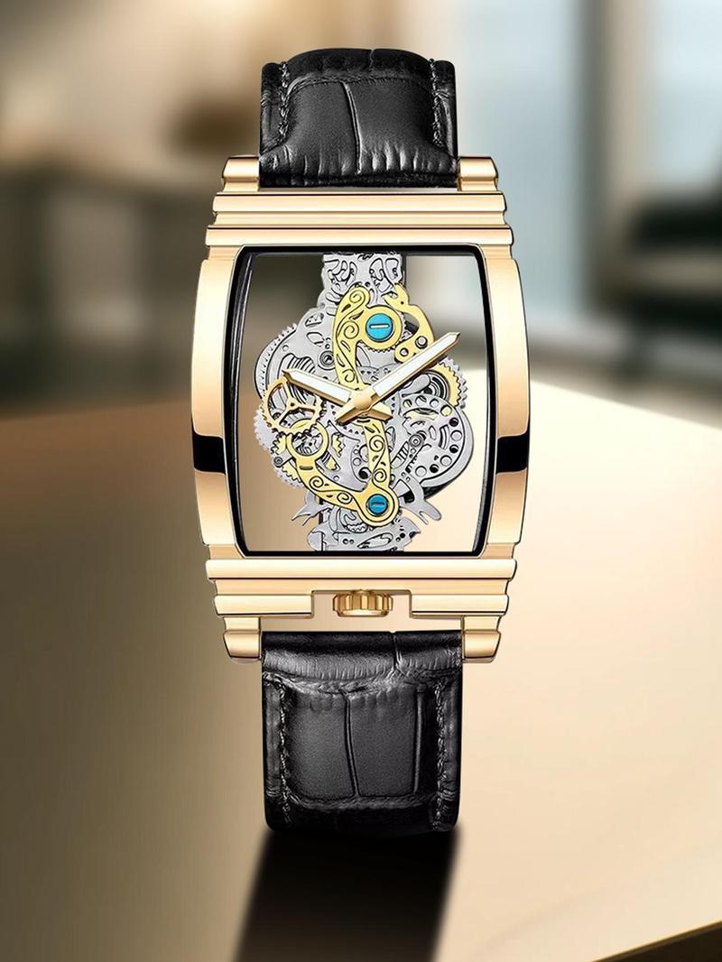 Men's Business Fashion Barrel Shaped, Fashion Watch for Party, Daily Clothing Decor, Trendy All-match & Exquisite Watch for Birthday Gift, Fashionable Watches