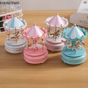 Merry-go-round Music Boxes Plastic Carousel Horse Musical Box Horse Roundabout Musical Box Baby Room Decor Girls Birthday Gifts
