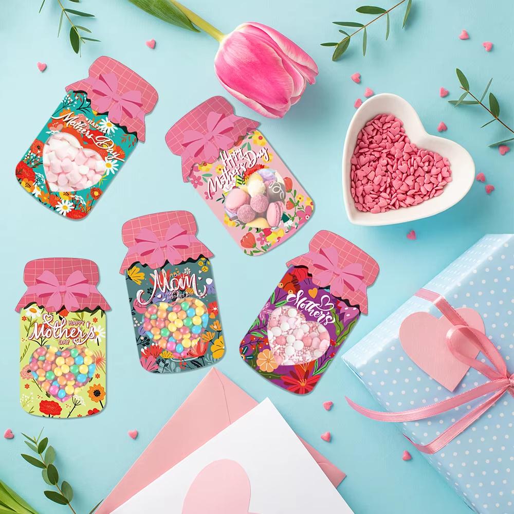 9/18pcs Happy Mother's Day candy Cookie Bag Party Favor Drift Bottle shape DIY Packaging bag for the Best Mom Party Decoration