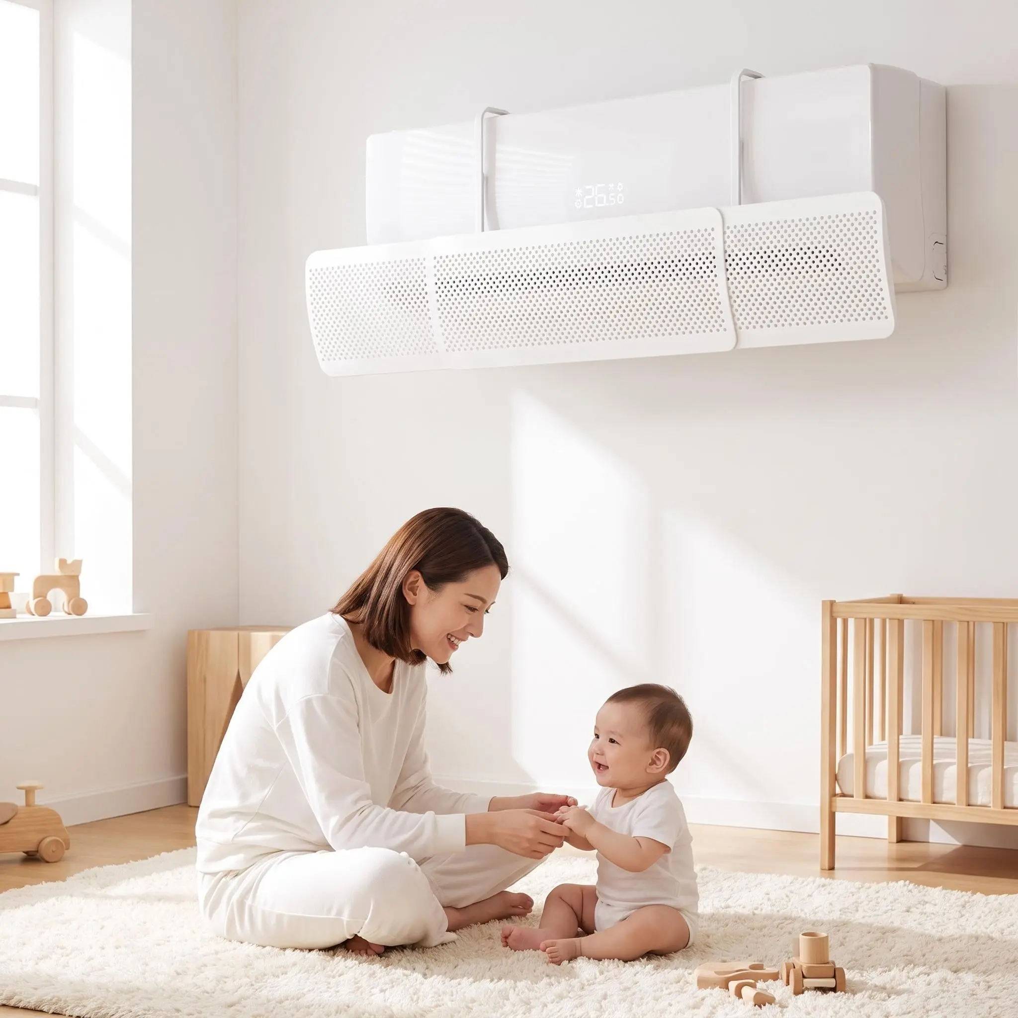 Wall-Mounted Air Conditioner Wind Deflector, Adjustable Direction, Durable, Home Use, Bedroom, Living Room, Office, No Drilling Required
