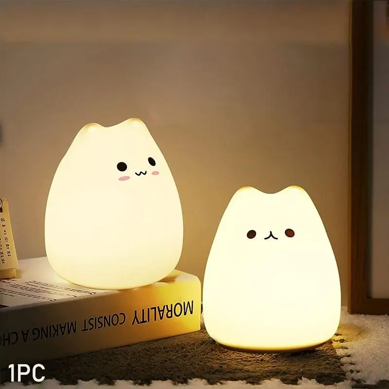 Fall Cute Cat LED Color Night Light, Led Lights Bedroom, Decorative Night Light, Desktop Atmosphere Bedside Lamp for Bedroom Decoration, LED Desktop Light for Party Festival Birthday Gift, Girls Bedroom Furniture