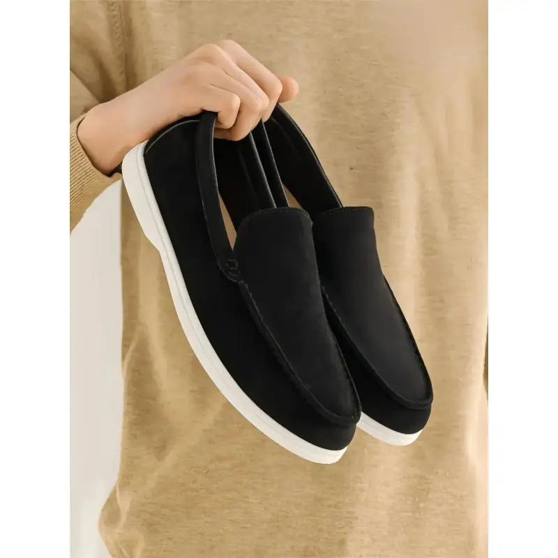 Men's Slip-On Casual Shoes, Multi-Color Suede Upper with Sole, Comfortable Round Toe Design for All Seasons