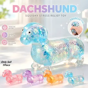 Cute Dachshund Squishy Toy, Animal Shaped Squeeze Stress Relief Toy, Kawaii Sticky Fidget Toy, Creative Birthday & Valentine's Day Gift for Kids, Boys & Girls