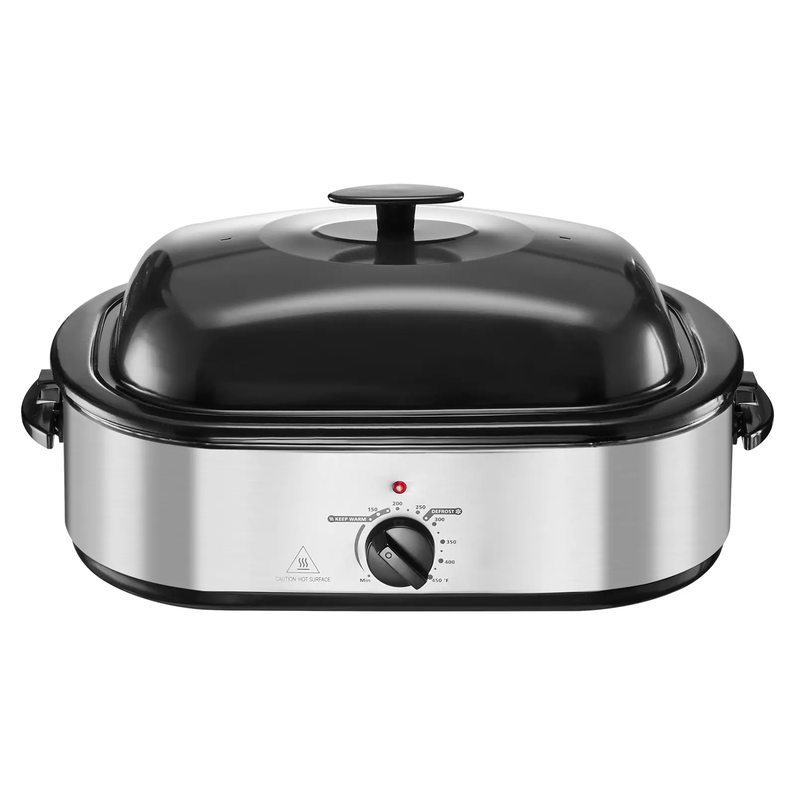 Roaster Oven, 18QT Electric Roaster Oven, 150-450℉ Adjustable Temperature Electric Roasting Pan with Self-Basting Lid, Cool-Touch Handle, Defrost & Warm Function, Stainless Steel Turkey Ovens