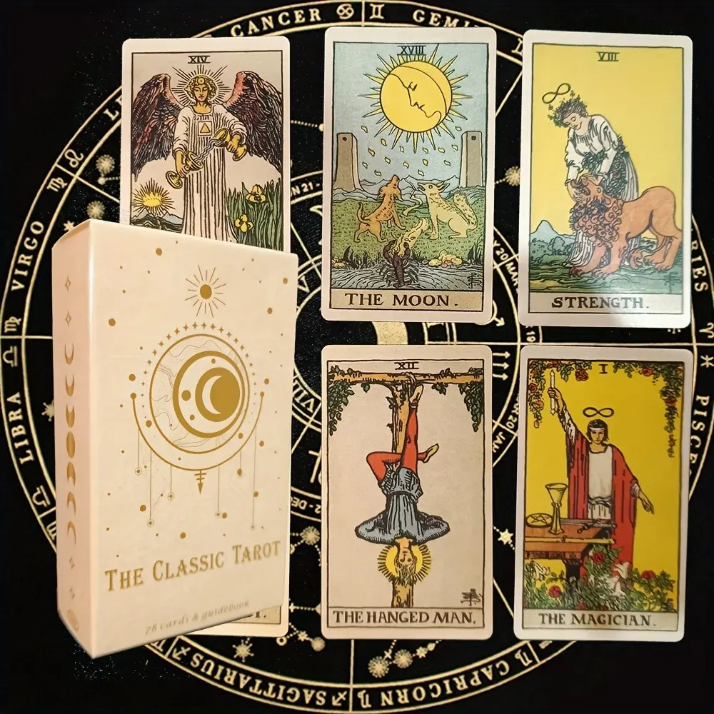 78pcs Classic Mystical Tarot Card Set with Guide Book, Portable Divination Game, Ideal Gift for Beginners, Perfect for Christmas and Halloween