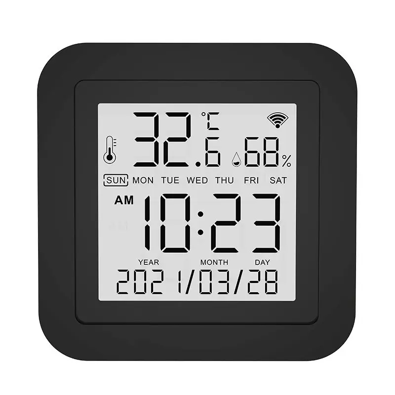 WiFi Digital Indoor Temp & Humidity Sensor (Model A), 9*9cm Compact Body Wireless WiFi Device for Home Use, Remote Access, Real-Time Display, Easy Installation, Energy-Saving Mode, High Precision