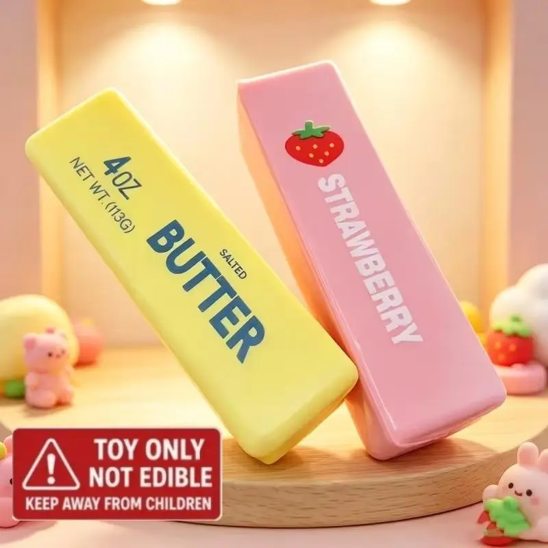 2-Pack & Long Erasers, Long Shape Design, Slow-Return Effect, Ideal for Kids Party Prizes, Award Gifts, Gift Bag Filler, Classroom Rewards