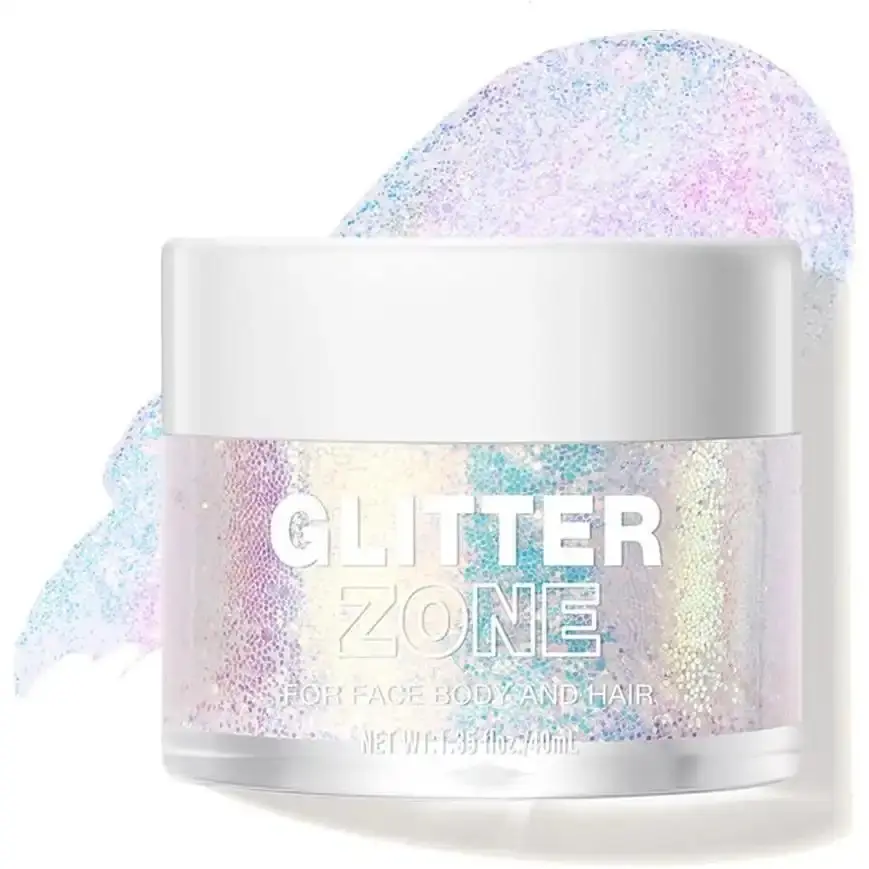 Holographic Body Glitter Gel for Body, Face, Hair and Lip.Color Changing Glitter Gel Under Light. Vegan & Cruelty Free-1.35 oz (2 #   Sparkling Pink)