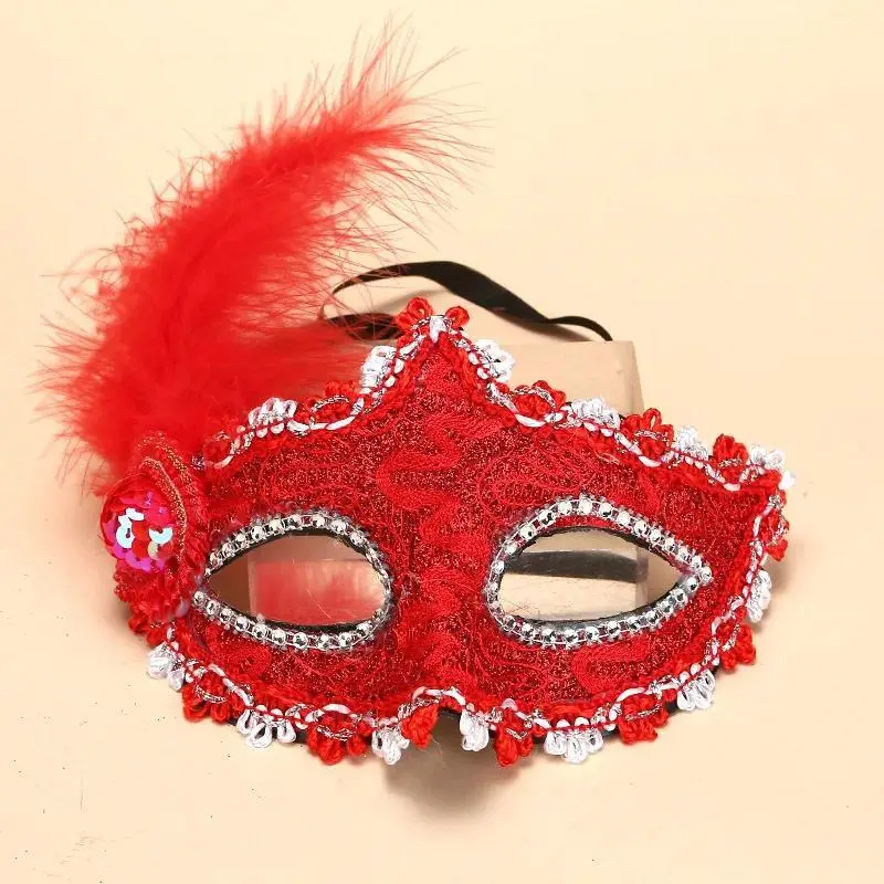 Elegant Feather Lace Mask Masquerade Ball Mask Lace Up Venetian Party Eye Mask For Ladies Carnival Fancy Dress Costume Accessory
