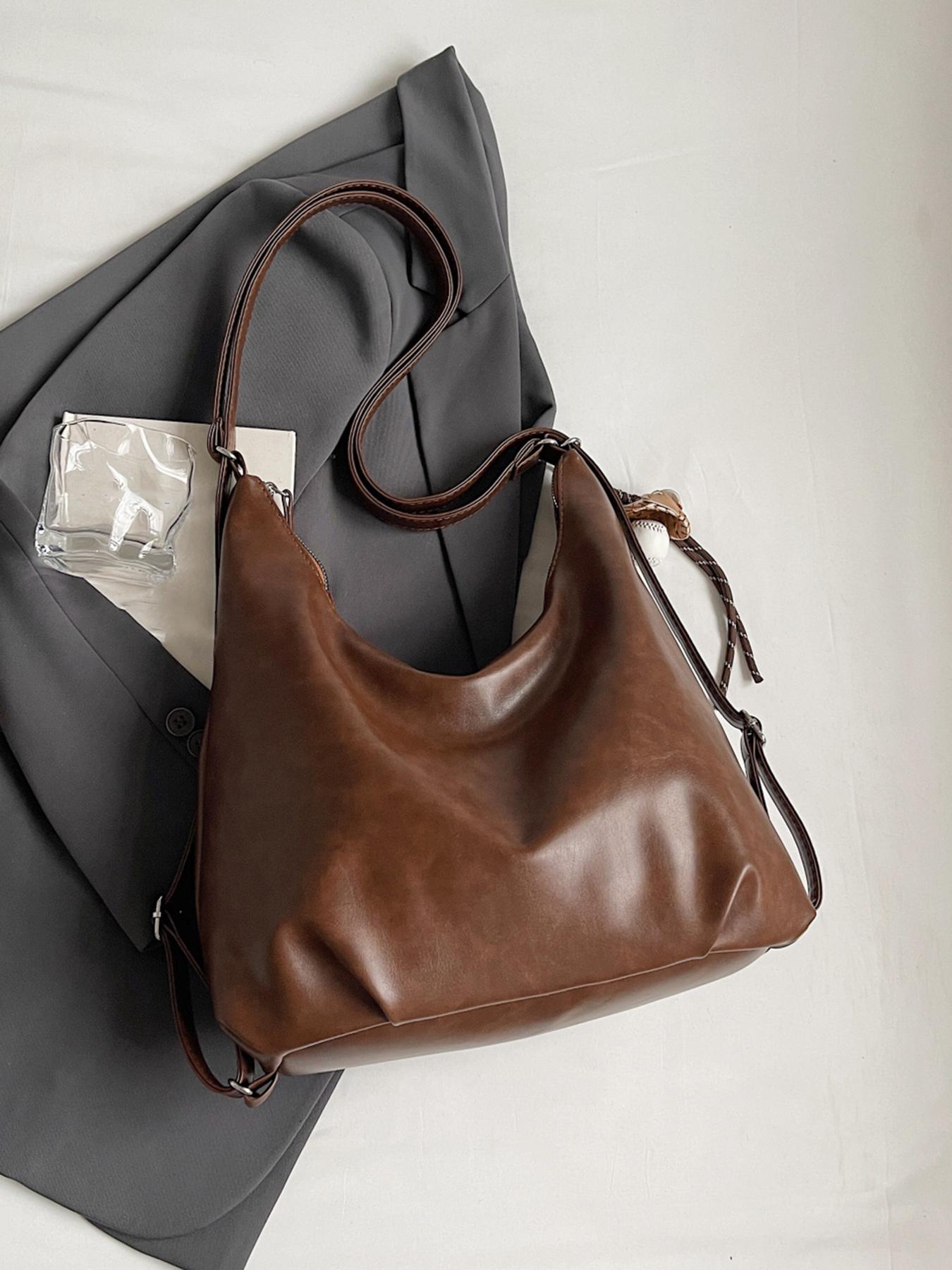 Large Capacity Tote Bag, Retro Casual Fashionable One-shoulder Crossbody Bag for College Students, Suitable for Short Trips, Elegant Commuter Bag
