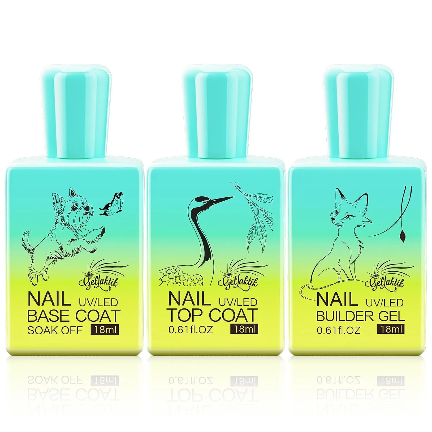 3 Pcs 18ml Gel Base Coat, Builder Gel & No Wipe Top Coat Set - Foundation & Thickening Combination for Long-Lasting Shine, DIY Nail Art, UV/LED Light Cure, Perfect Manicure Gift for Women