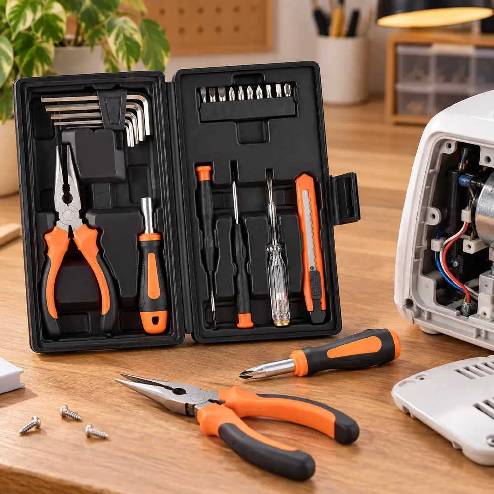 22 Piece Small Household Tool Set with Carrying Case, Ergonomic Heat-Treated Steel Hand Tools, Complete with Pliers, Screwdrivers, Bits and Voltage Tester for Home Improvement & DIY Enthusiasts