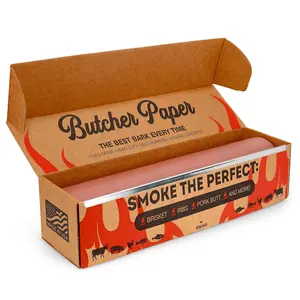 Pink Butcher Paper Roll with Dispenser Box, 18" x 175' (2100”) Food-Grade Peach Butcher Paper for Smoker, BBQ, Grilling, Smoking Meat - USA Made - Unbleached, Uncoated and Unwaxed