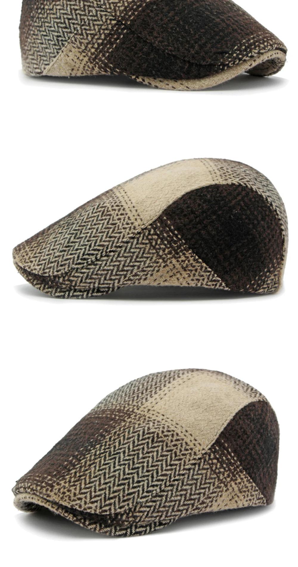 HT4238 Berets New Plaid Artist Painter Beret Hat Male Female Spring Autumn   Flat Caps for Men Women Retro Beret Caps