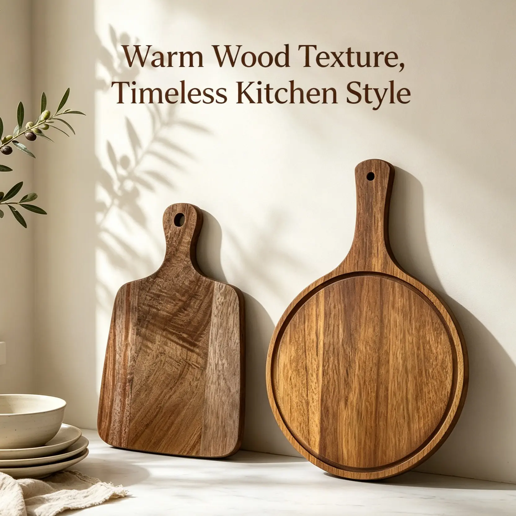 High-Quality Durable Wooden Cutting Board & Chopping Board with Handle, Multi-Functional Kitchen Tool, Food Grade, Ideal for Meat, Fish, Cheese, Bread, Fruits, Vegetables