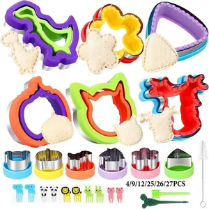 26-Piece Colorful Sandwich Cutter Set, Cartoon Design, Lunch Box Accessories, Bread Cookie Fruit Cutter, Breakfast Sandwich Maker