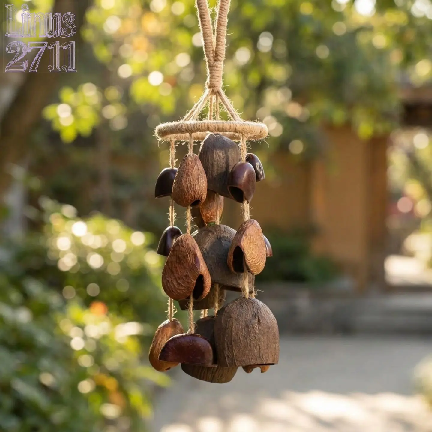 Handmade Natural Dried Fruit Shell Seed Pod Wind Chime Boho Rustic Hanging Bell Calming Sound Healing Meditation Rattle Bell Home Decor