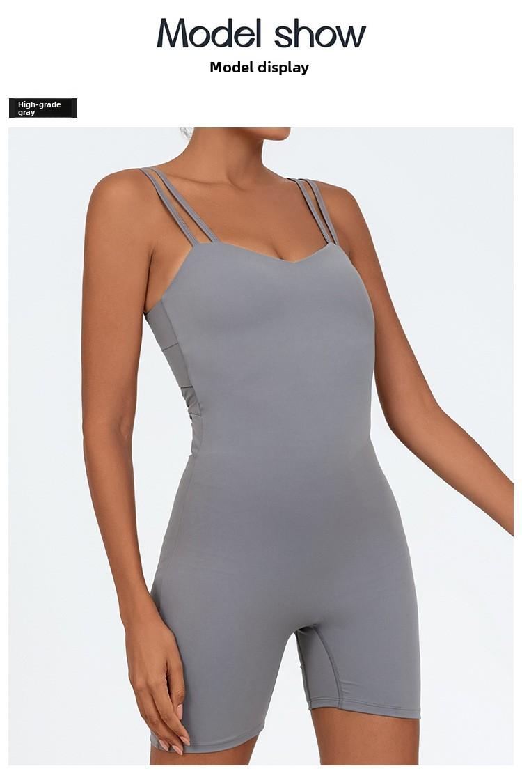 Women's low-cut sexy yoga jumpsuit, breathable and quick-drying, with a beautiful back and cross-strap design to lift the buttocks, suitable for running, yoga, and fitness