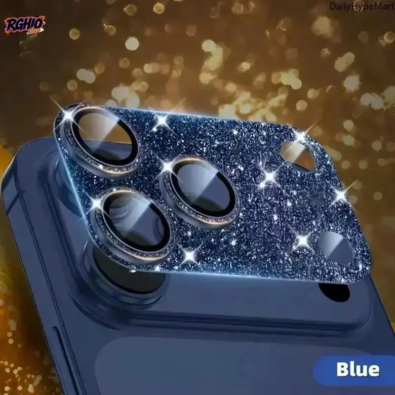 Tempered Glass Glitter Camera Lens Protector, Metal-Framed, Durable Scratch-Resistant, Case-Friendly Decorative Phone Accessory for iPhone 17 Pro/17 Pro Max, Travel & Daily Users’ Smartphone Protection