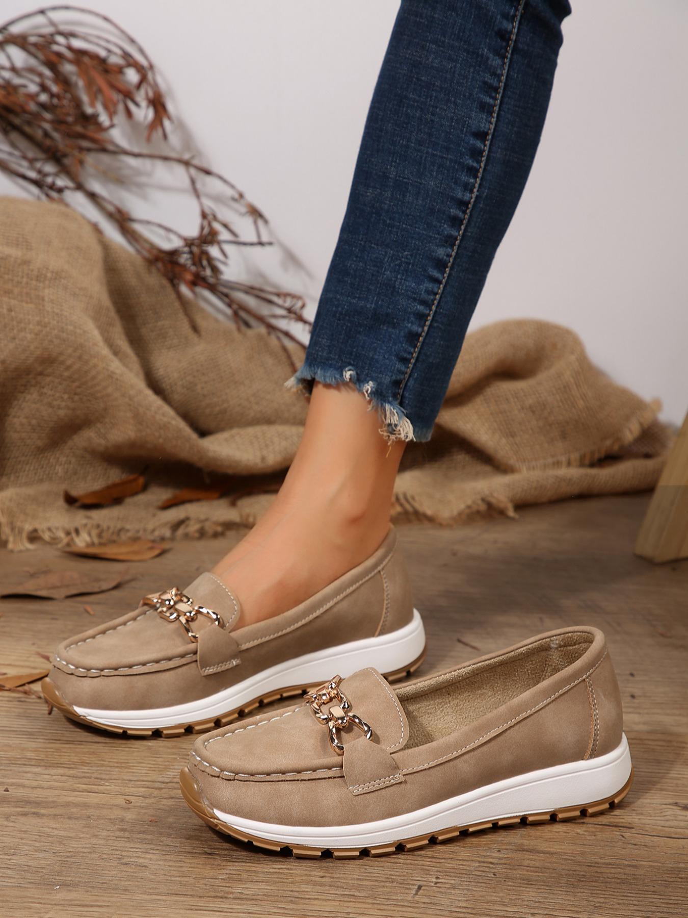 Women's Casual Sporty-On Low-Top Shoes, Lightweight Comfortable Fashion Round-Toe PU Leather Shoes with Decoration, On Style Women's Casual Sporty-On Low-Top Shoes, Lightweight Comfortable Fashion Round-Toe PU Leather Shoes with Decoration, On Style
