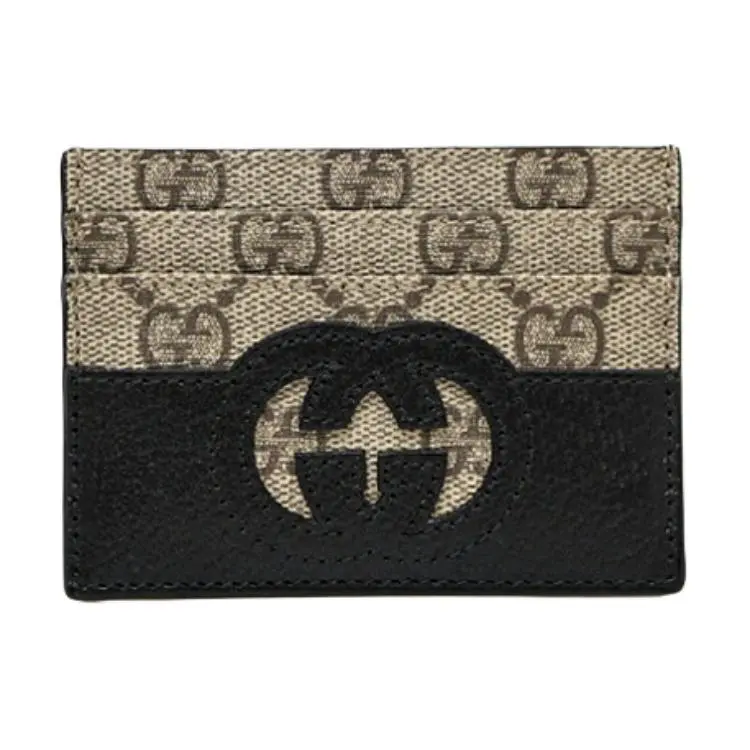 Gucci Double G Interlocking Canvas and Leather Cardholder for Men in Black and Ebony
