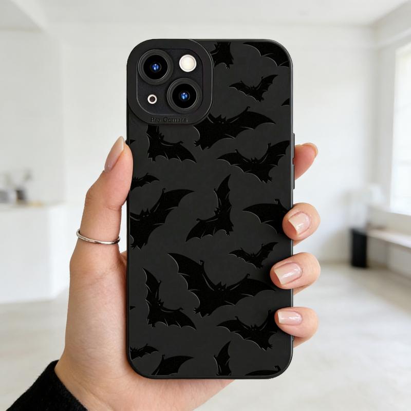 Bat Pattern Phone Case, Shockproof Phone Protective Cover, Halloween Phone Accessories, Phone Accessory Compatible with iPhone 16 15 14 13 12 11 Pro Max Phone Cases and iPhone X/XS MAX, 12 13 Mini, iPhone SE4/16E.