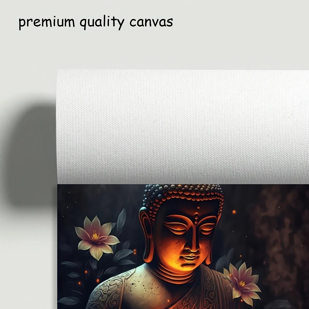 1pc Zen Meditation Buddha Canvas Wall Art Print, Frameless Ink Painting Poster for Home Office, Living Room, Bedroom, Dining Decor - Indoor Portrait Orientation Religious Theme Wall Hanging, Zen Home Decor