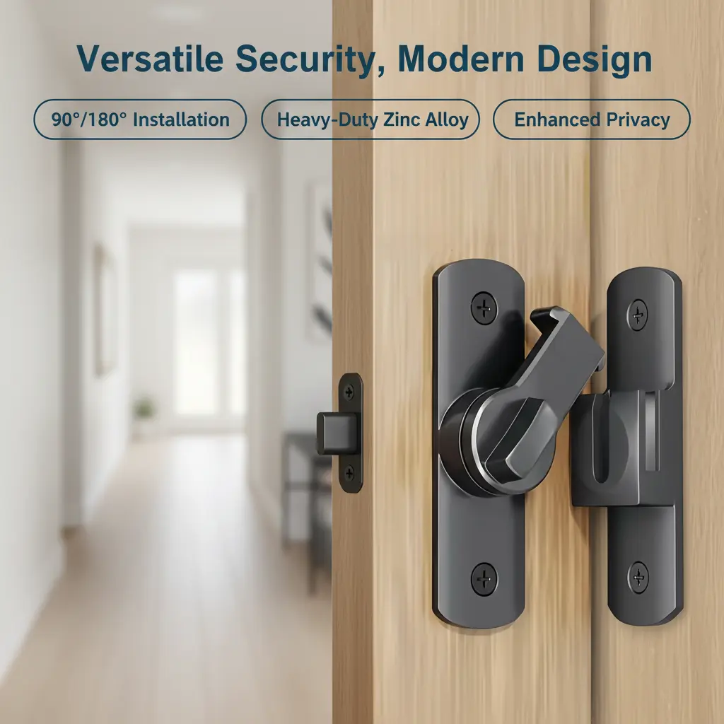 Heavy-Duty Stainless Steel Commercial Door Lock Handle, Supports 90 °     & 180 °     Installation Angles, Polished Finish Manual Door Hardware, Security Lock for Home, Office, Hotel & Restaurant Doors #   DoorHardware #   HomeSecurity