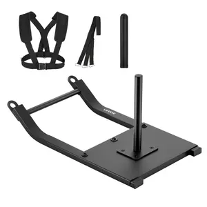 VEVOR Weight Sled, Steel Power Sled, Fitness Strength Training Sleds for Athletic Exercise Speed Improvement, Workout Fitness Equipment with Harness, Compatible with 1/2 in Weight Plates, Black