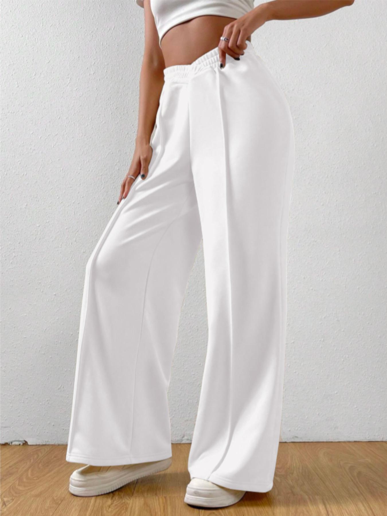 Women's Cross Waist Sporty Pants, Loose Fit Autumn Winter Sweatpants, Casual High-Waisted Long Leggings for Ladies, Athleisure Style Bottoms