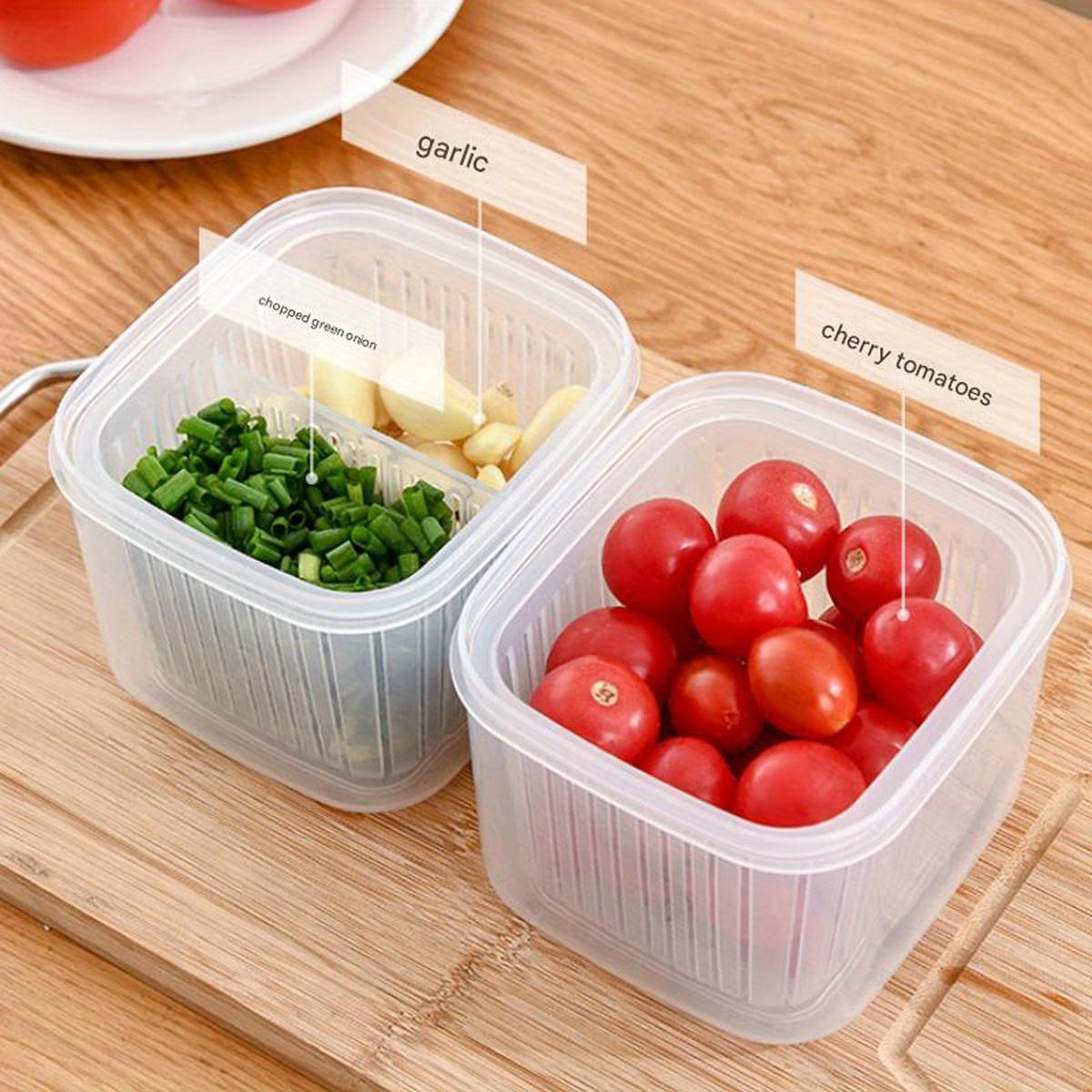 Large Capacity Storage Box for Fruits And Vegetables in The Fridge, Featuring a Quick Drain And a Lid