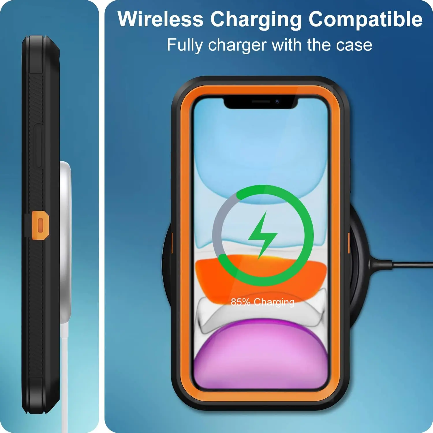 for iPhone 11 Case, with Built in Screen Protector Heavy Duty Drop Protection, Full Body Rugged Shockproof Dust Proof 3- Layer Tough Protective Phone Cover for Apple iPhone 11 Black/Orange for iPhone 11 Case, with Built in Screen Protector Heavy Duty Drop Protection, Full Body Rugged Shockproof Dust Proof 3- Layer Tough Protective Phone Cover for Apple iPhone 11 Black/Orange