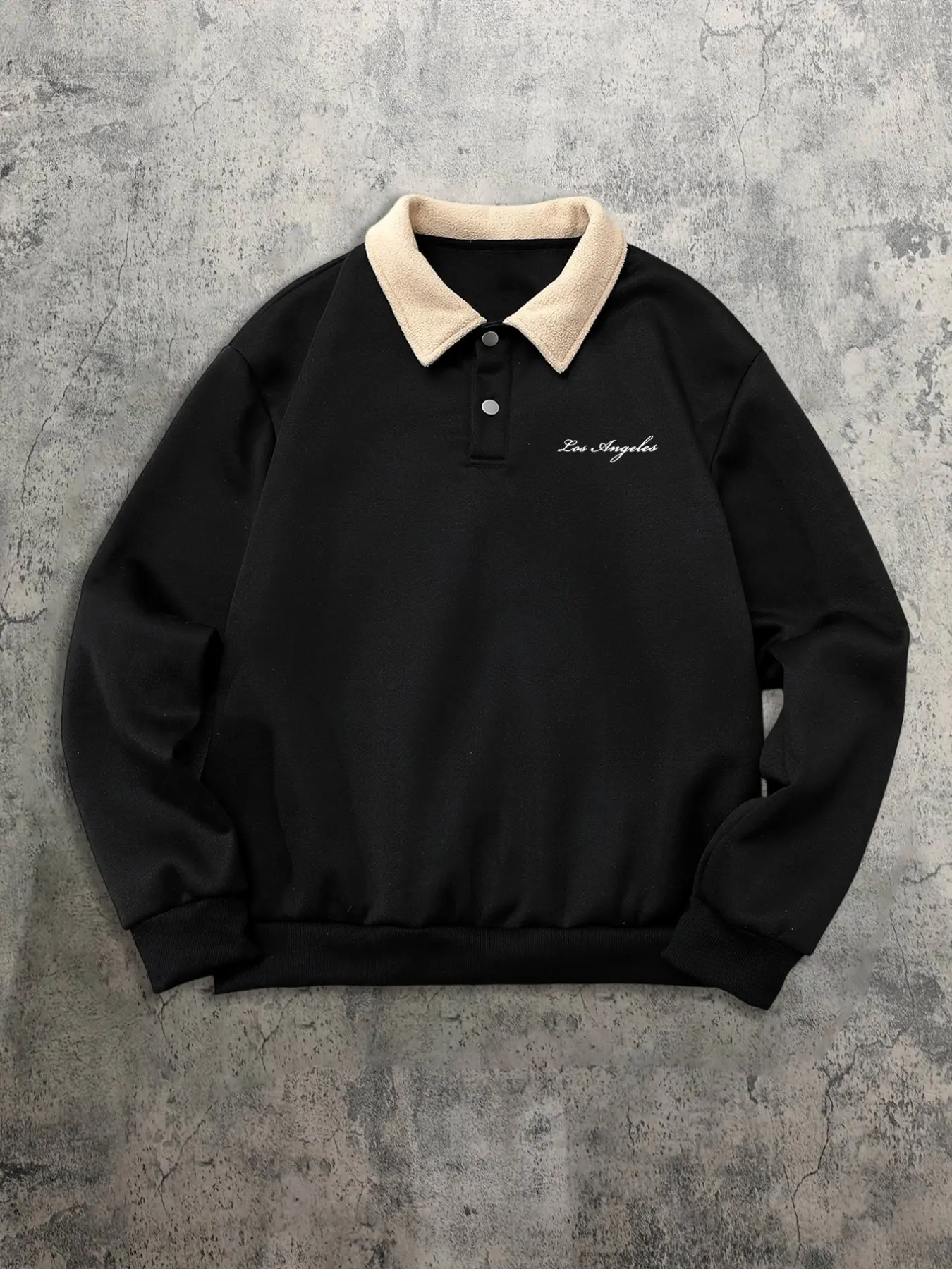 Men's Fall Winter Letter Print Polo Shirt, Loose-Fit Warm Fleece Lined, Casual Daily Wear, School & Work