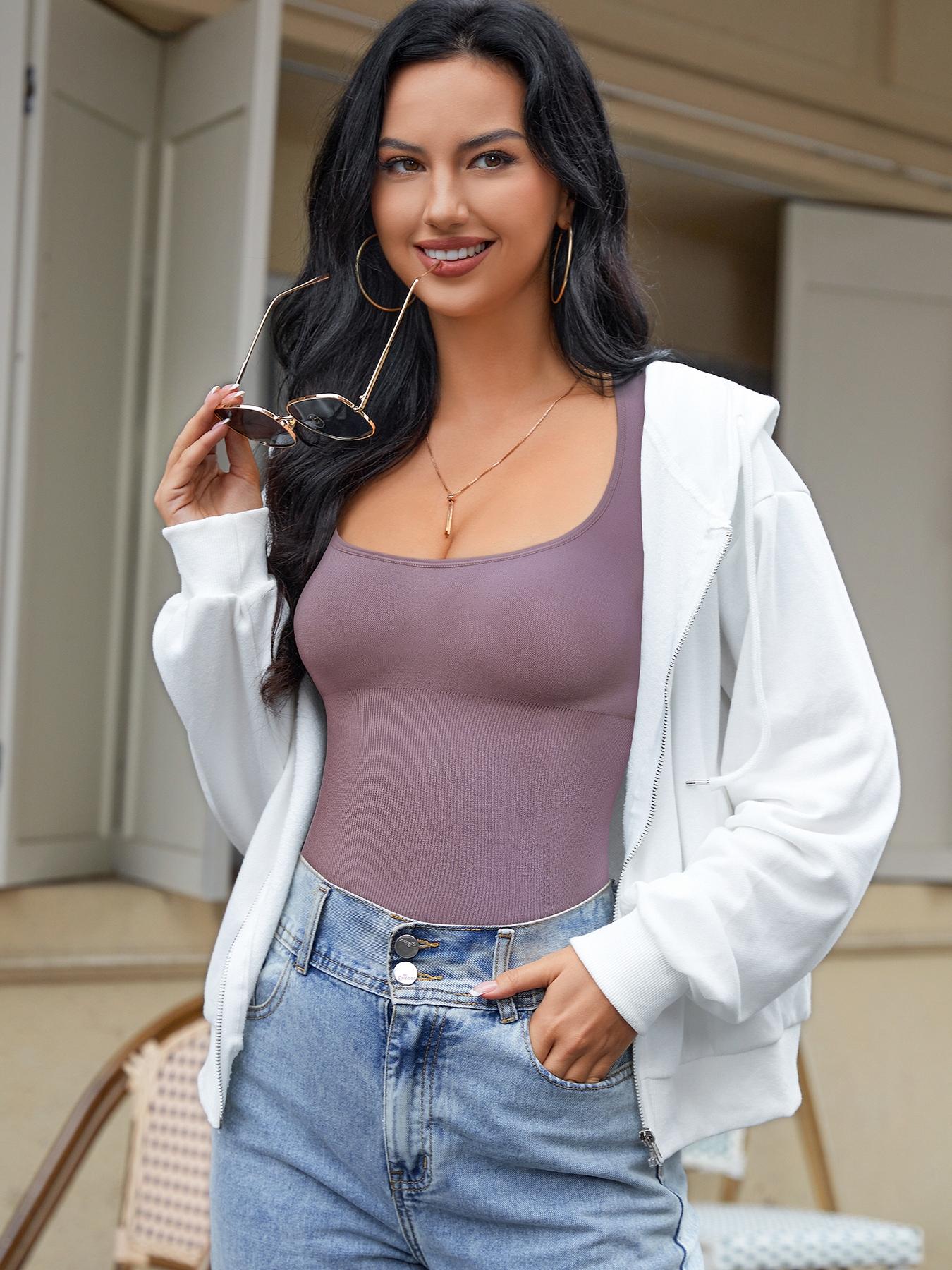 Women's Shapewear Bodysuit High Waisted Shaper Short Sleeve Top, Seamless High Elasticity Waist and Abdomen Sculpting, Breathable Lightweight Fabric