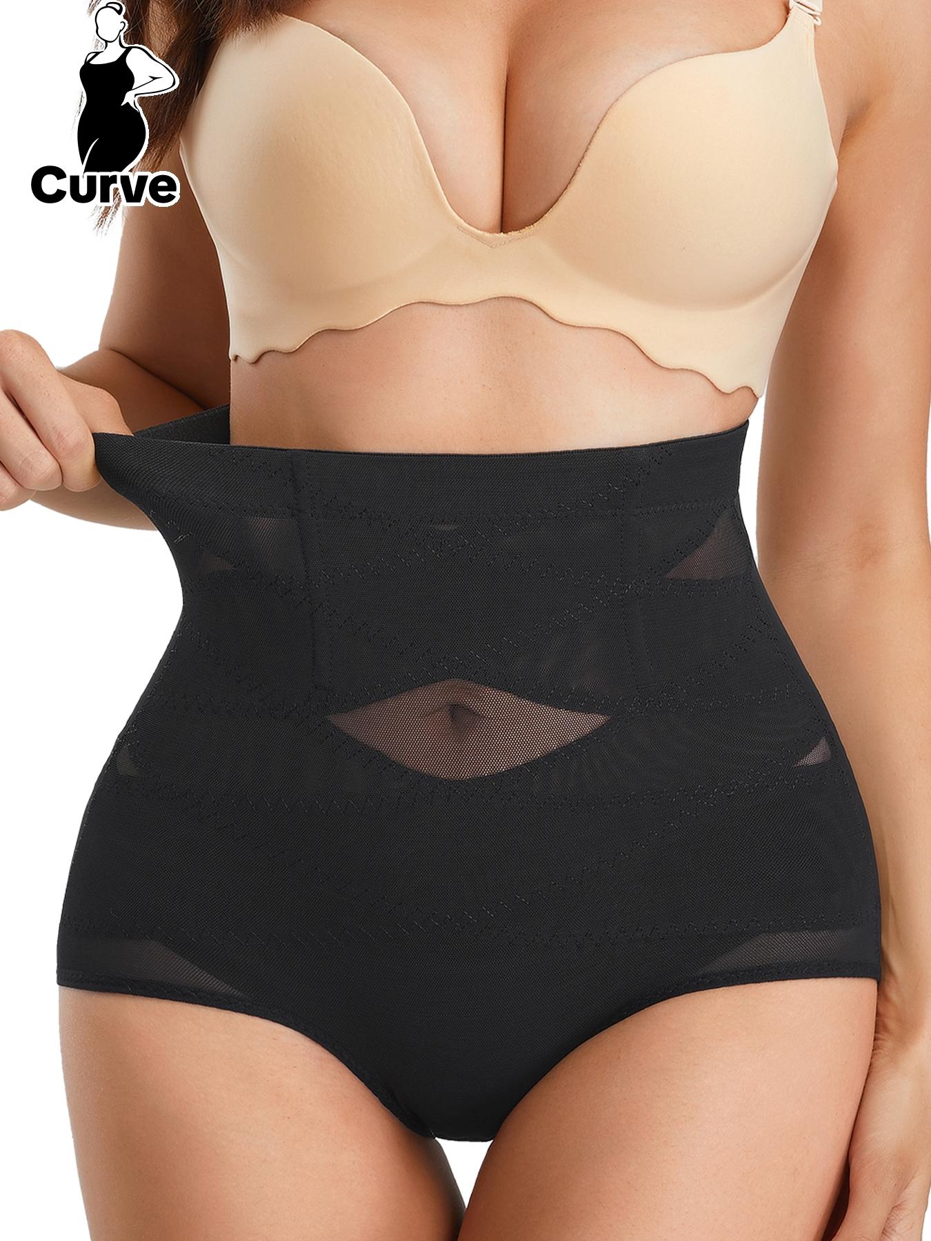 【Plus Size】 Solid Color Mesh Criss Cross Design High Waist Shapewear Panty, Breathable Comfortable Tummy Control Butt-lifting Shaper, Tummy Control Butt Lifter, Ladies Shapewear Bottoms