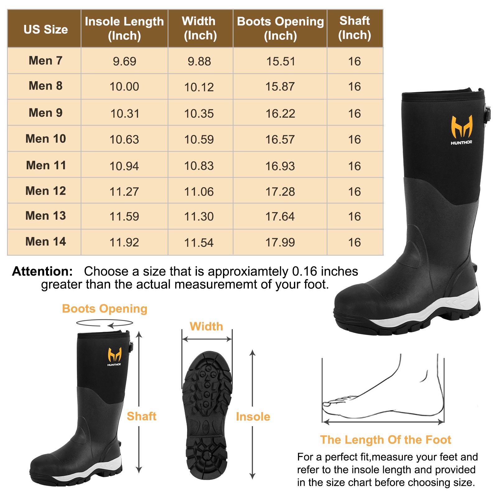 Rubber Work Boots for Men with Steel Toe, 1100N Puncture-Proof Hunting Boots with 7mm Neoprene Waterproof and EVA Midsole, Adjustable Back Gusset, Ideal for Hunting, Work, and Farming Footwear